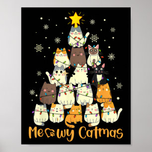 Póster Meowy Catmas Cat Árbol de Navidad Chicas Boys Fu