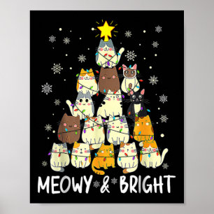 Póster Meowy Catmas Cat Árbol de Navidad Chicas Boys Fu