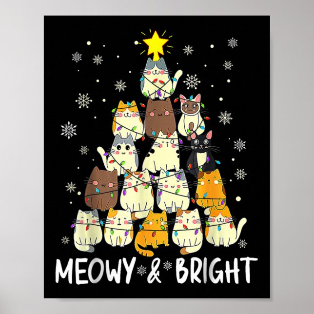 Póster Meowy Catmas Cat Árbol de Navidad Chicas Boys Fu (Frente)