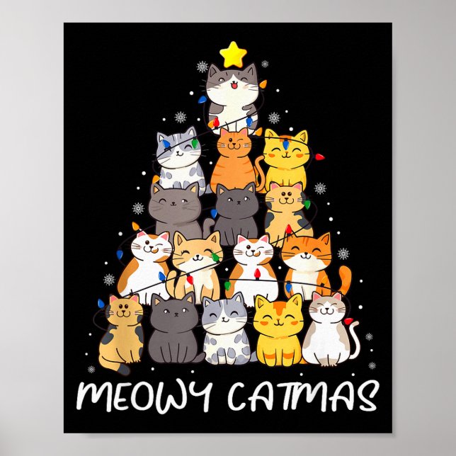 Póster Meowy Catmas Cat Christmas Tree Merry Catmas Boys  (Frente)