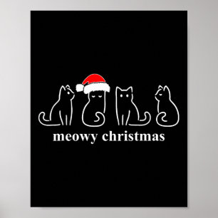 Póster Meowy Catmas Navidades gatos cortan gatos gatitos