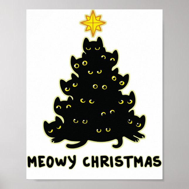 Póster Meowy Christmas Tree Black Cat Sweatshirt (Frente)