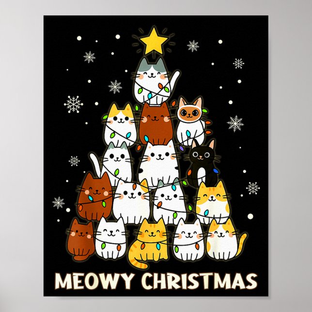 Póster Meowy Christmas Tree Merry Catmas Cat Lover For Me (Frente)