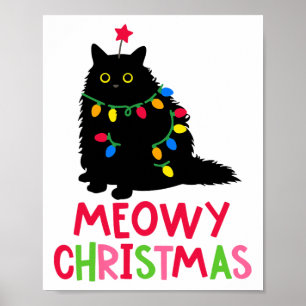 Póster Meowy Navidades Gato Merry Catmas Funny Familia Ga