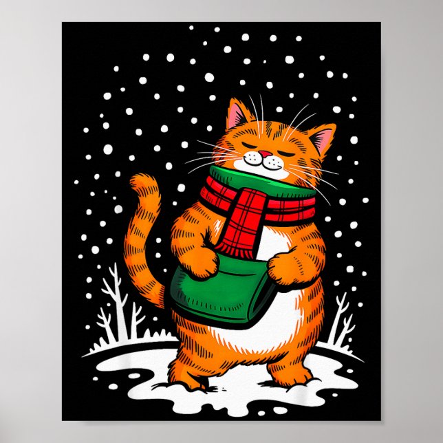 Póster Meowy Xmas Cats Christmas Snow Kitten Funny For Ca (Frente)