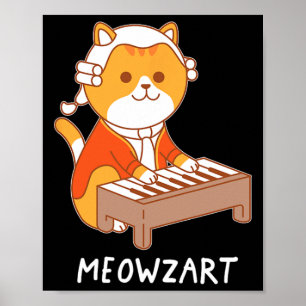 Póster Meowzart Cat Pun Clic Music Piano Funny