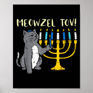 Póster Meowzel Tov Gato Judío Divertido Hanukkah Chanukah
