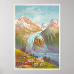 Póster Mer de Glace, Mont Blanc, Viajes Vintage de Saboya