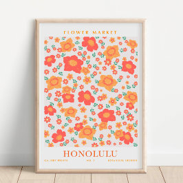 Póster Mercado Botánico de Flores de Honolulu