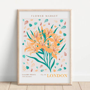 Póster Mercado Botánico de Flores de Londres