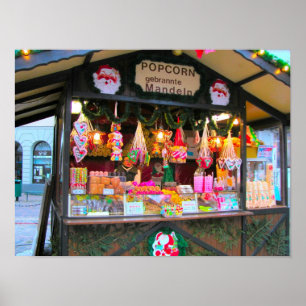 Póster Mercado, caramelo y palomitas del navidad de