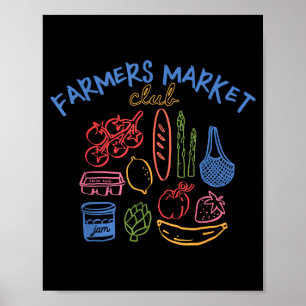 Póster Mercado de Agricultores Fruta Verdura Estética Foo