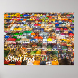 Póster Mercado de alimentos callejeros Rod Fai Bangkok Ta