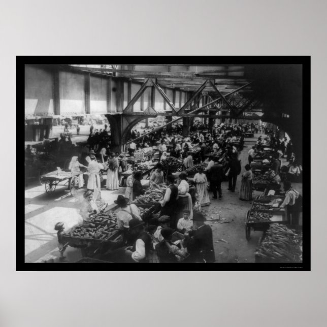 Póster Mercado de alimentos del lado este en la ciudad de (Frente)