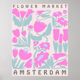 Póster Mercado de flores Ámsterdam Poster Estética floral