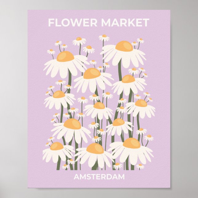 Póster Mercado de flores Ámsterdam Resumen de diarios ret (Frente)
