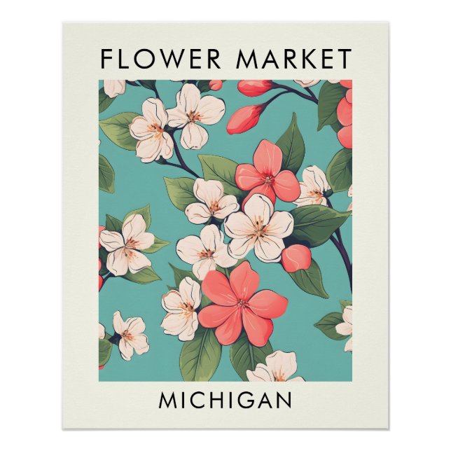 Póster Mercado de flores Apple del estado de Michigan (Anverso)