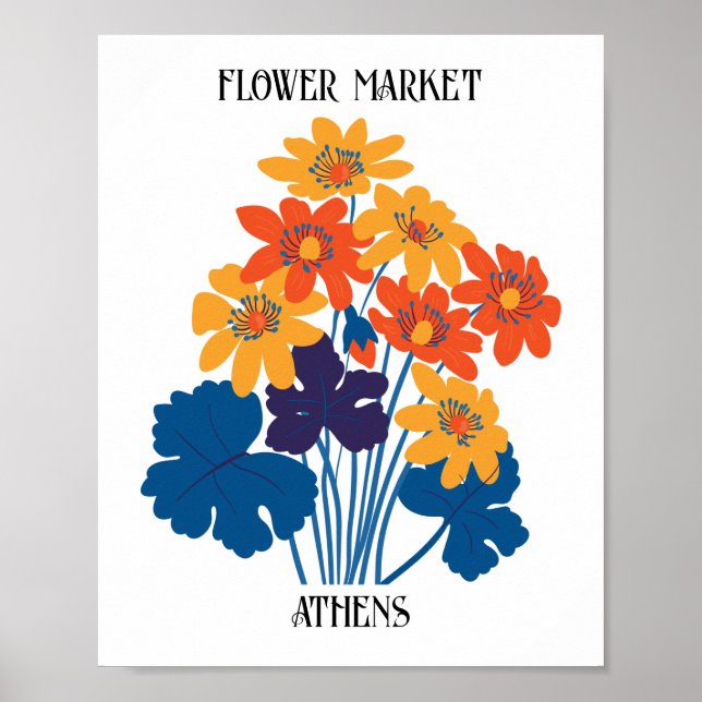 Póster Mercado de flores Atenas editable (Frente)