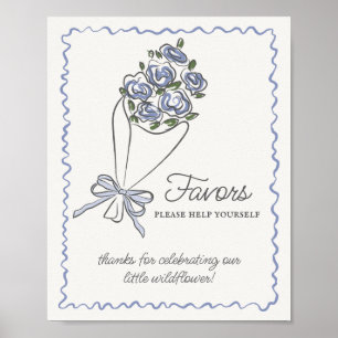 Póster Mercado de flores azules Rótulo de los favoritos f