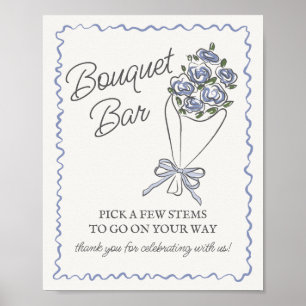 Póster Mercado de flores azules Rótulo Fresco Floral Bouq