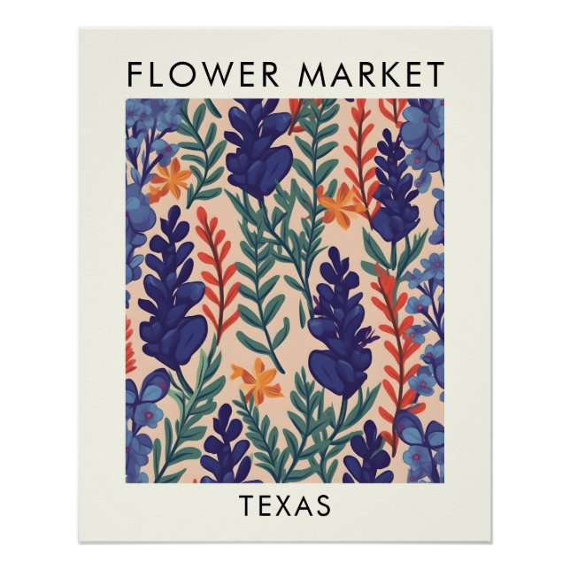 Póster Mercado de Flores Bluebonnet del Estado de Texas (Anverso)