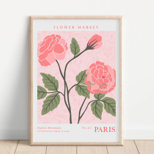 Póster Mercado de Flores Botánicas de París