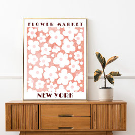 Póster Mercado De Flores Cuestas Retro Daisy Terracota Ro