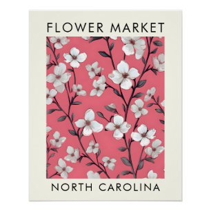 Póster Mercado de flores de dogwood del estado de Caroli 