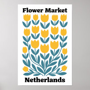 Póster Mercado de Flores de Holanda Países Bajos Tulipán