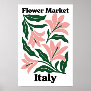 Póster Mercado de Flores de Italia Lirio Rosa y Hoja Esme