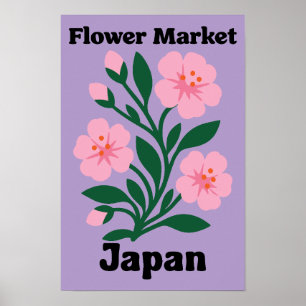Póster Mercado de Flores de Japón Flor de Cerezo Rosa