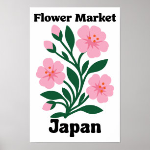 Póster Mercado de Flores de Japón Flor de Cerezo Rosa