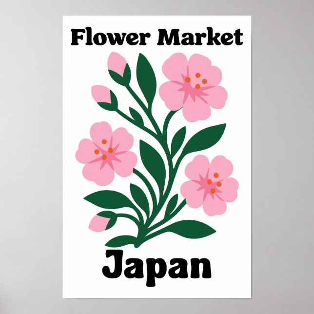 Póster Mercado de Flores de Japón Flor de Cerezo Rosa (Frente)