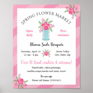 Póster mercado de flores de primavera/bazaar rosa floral 