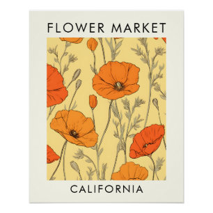 Póster Mercado de flores del estado de California