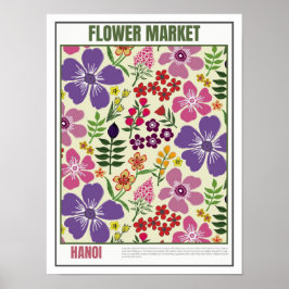 Póster Mercado de flores del sudeste asiático Hanoi