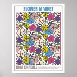 Póster Mercado de flores del sudeste asiático Kota Kinaba