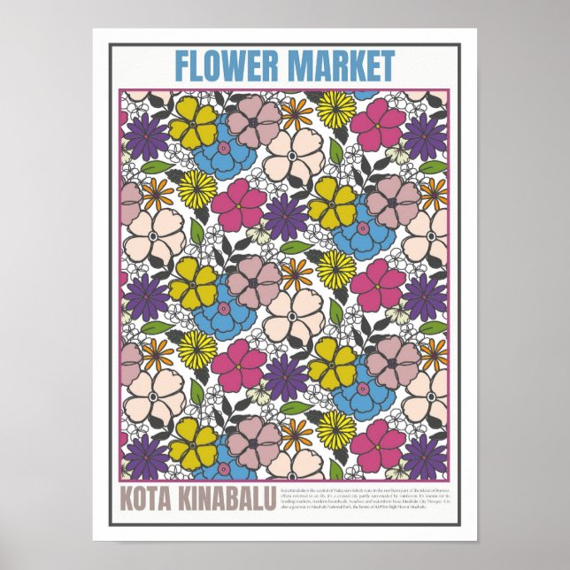 Póster Mercado de flores del sudeste asiático Kota Kinaba (Frente)