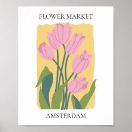 Póster Mercado de flores Editable Amsterdam