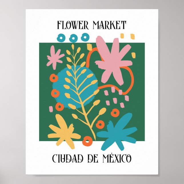 Póster Mercado de flores editable Ciudad de México (Frente)