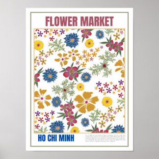 Póster Mercado de flores en el sudeste asiático Ho Chi Mi