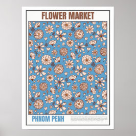 Póster Mercado de flores en el sudeste asiático Phnom Pen
