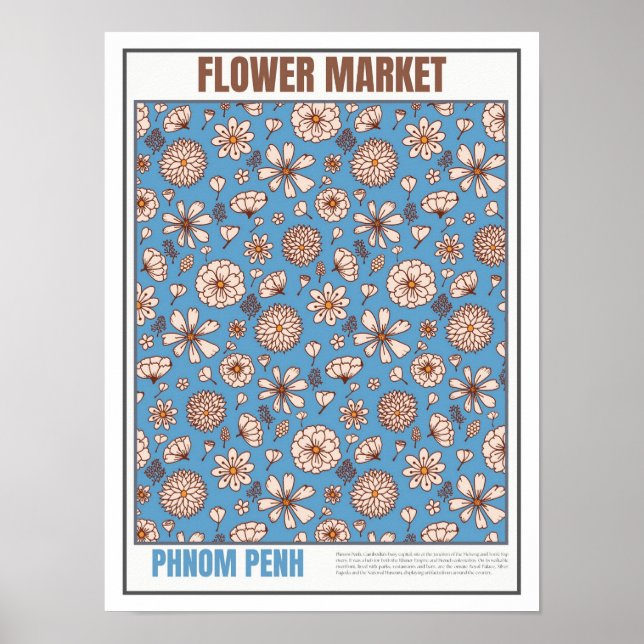 Póster Mercado de flores en el sudeste asiático Phnom Pen (Frente)