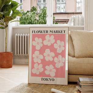 Póster Mercado de Flores Flor de Cerezo Rosa Tokio