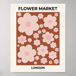 Póster Mercado de flores Londres Flor retro Terracotta Be