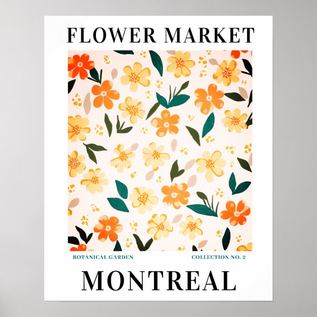 Póster Mercado de flores moderno Montreal Flores botánica (Frente)