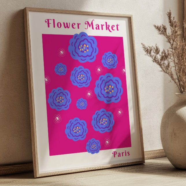 Póster Mercado de Flores París Fuchsia& Azul Vibrante Flo (Subido por el creador)