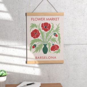 Póster Mercado de flores Resumen de amapola retro