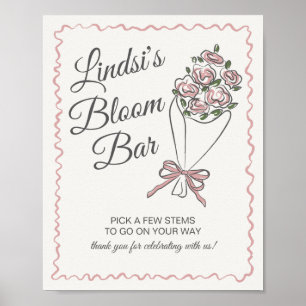 Póster Mercado de flores rosadas Rótulo de barra floral f
