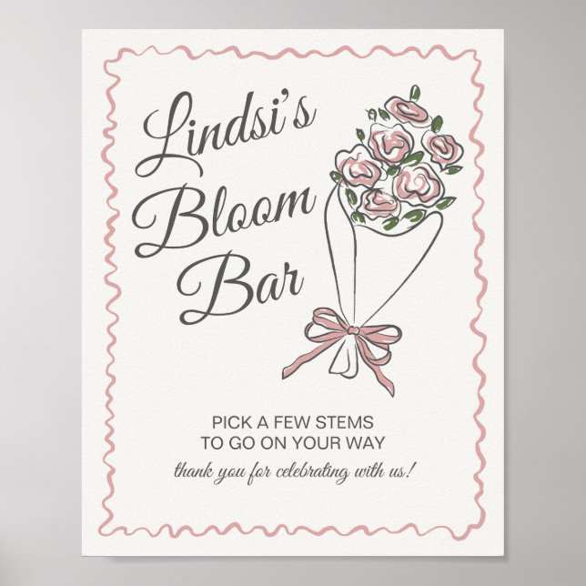 Póster Mercado de flores rosadas Rótulo de barra floral f (Frente)